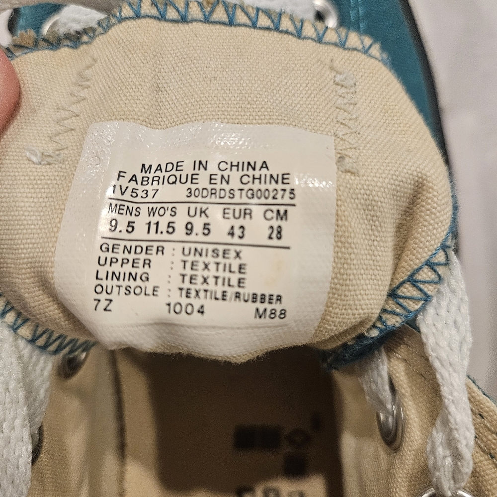 Converse Teal Canvas Sneakers with White Laces Size M 9.5 W 11.5 - Picture 3 of 6